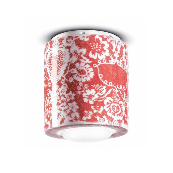  Ferroluce Ferroluce Pi Ceiling Lamp, Floral Pattern, ø 12.5 Cm Red/white 