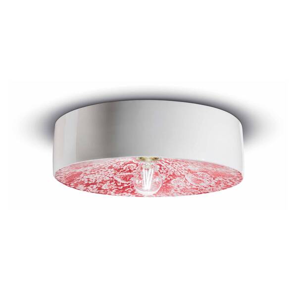  Ferroluce Ferroluce Pi Ceiling Light, Floral Pattern ø 40 Cm Red/white 