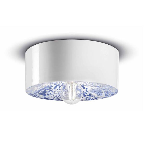  Ferroluce Ferroluce Pi Flower Pattern Ceiling Light, ø 25 Cm Blue/white 