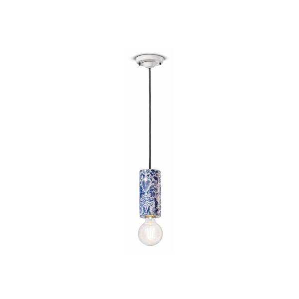  Ferroluce Ferroluce Pi Hanging Light, Floral Pattern ø 8 Cm Blue/white 