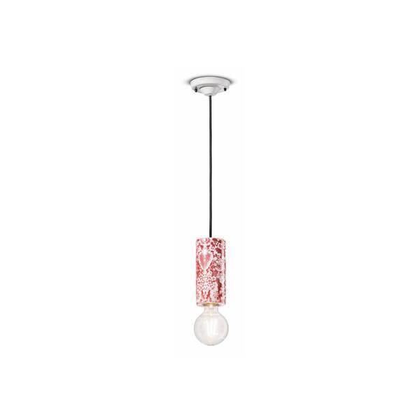  Ferroluce Ferroluce Pi Hanging Light, Floral Pattern ø 8 Cm Red/white 