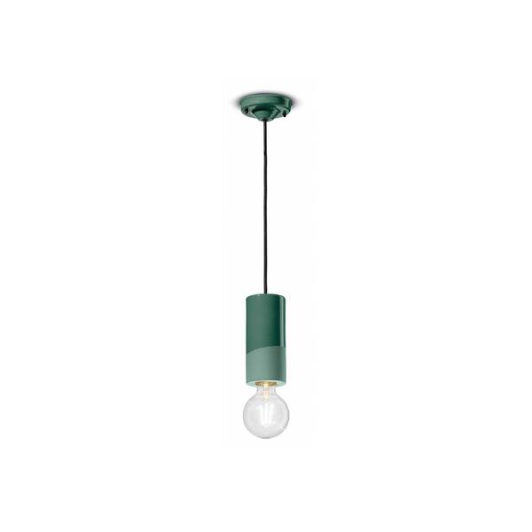  Ferroluce Ferroluce Pi Pendant Light, Cylindrical, ø 8 Cm Green 