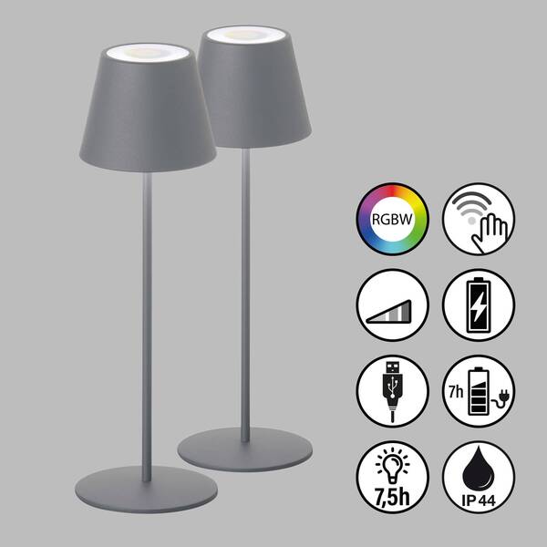  Fh Lighting Fh Lighting Cosenza Led Battery Table Lamp 2-set Grey 38 cm 