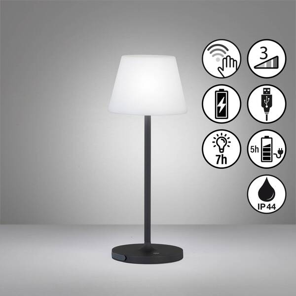  Fh Lighting Fh Lighting Flus Led Battery Table Lamp, Black/white 