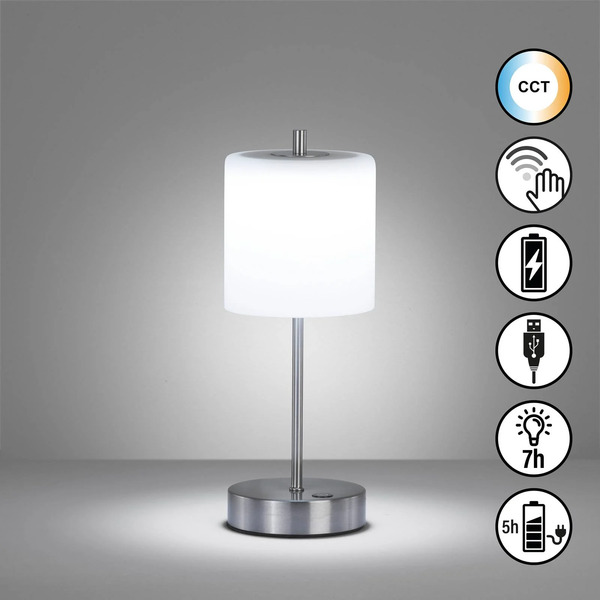  Fh Lighting Fh Lighting Led Table Lamp Riva Nickel/opal Height 34.5cm 
