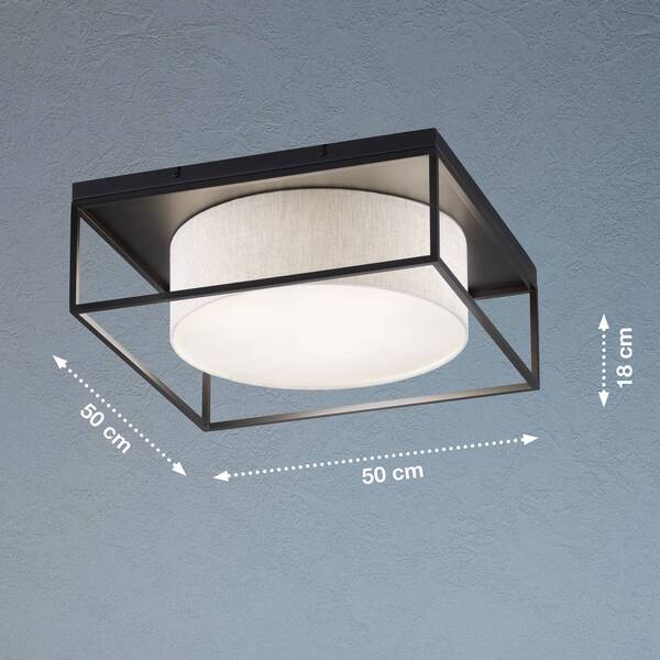  Fischer & Honsel Fischer & Honsel Carre Ceiling Light 50x50cm Fabric Shade White 