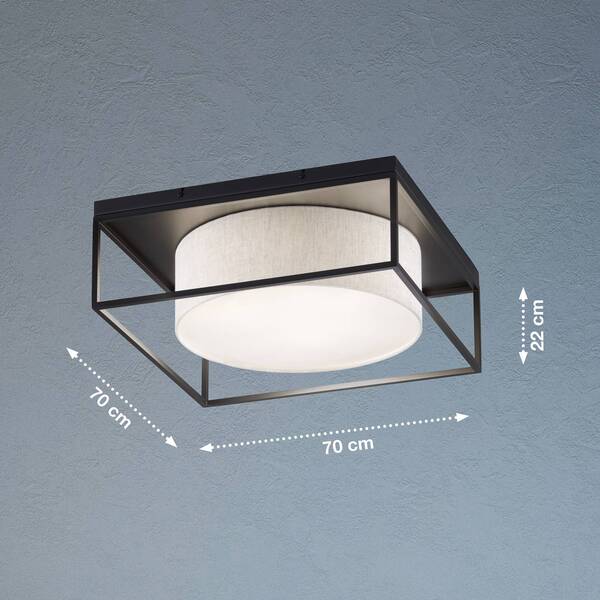  Fischer & Honsel Fischer & Honsel Carre Ceiling Light 70x70cm Fabric Shade White 