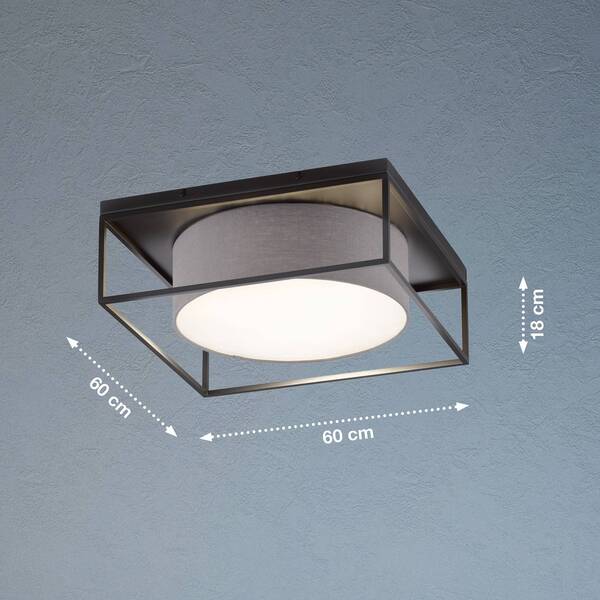  Fischer & Honsel Fischer & Honsel Carre 60x60cm Ceiling Light Grey Fabric Shade 