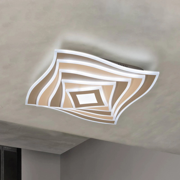  Fischer & Honsel Fischer & Honsel Hero Led Ceiling Lamp, Greige, 50x50 Cm Remote Control Cct Dimmable 