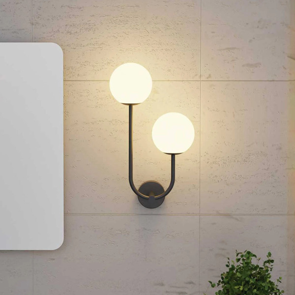  Forlight Forlight Wall Lamp Sfera Double, Black, Glass, Width 23 Cm 