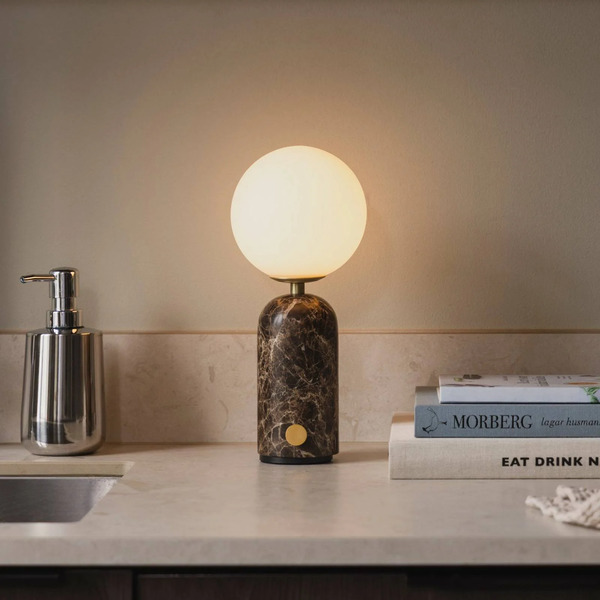  Globen Lighting Globen Lighting Torrano Rechargeable Table Lamp, Brown Marble 