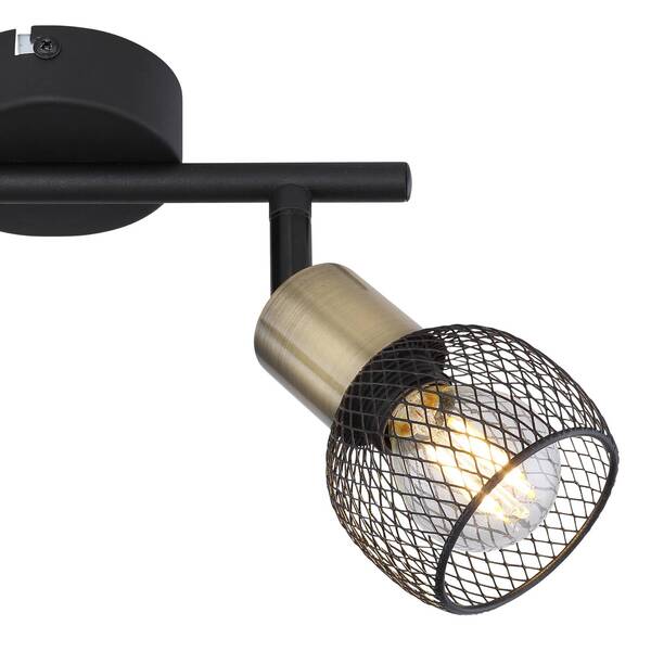  Globo Globo Fiastra Ceiling Light, Black/antique Brass, 2-bulb 