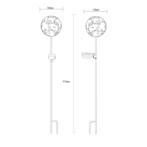  Globo Globo Led Ground Spike Light 36747, Globe, Rust Brown, Metal 