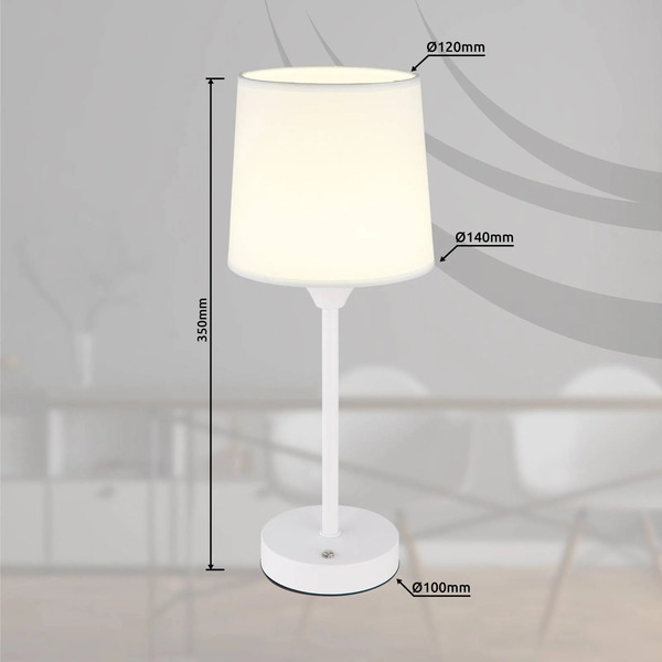  Globo Globo Led Table Lamp Lunki, White, Height 35 Cm, Fabric, Cct 