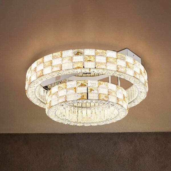  Globo Globo Lidia Led Ceiling Light, Amber/clear, Glass, Cct, Dimmable 