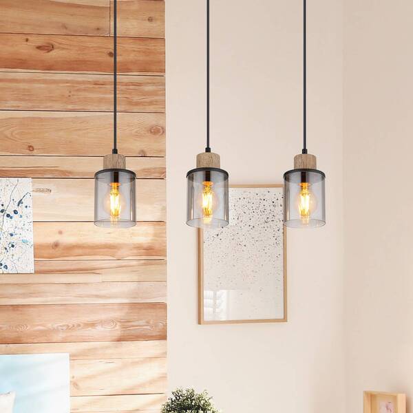  Globo Globo Reid Pendant Light, 3-bulb, Black/smoke 