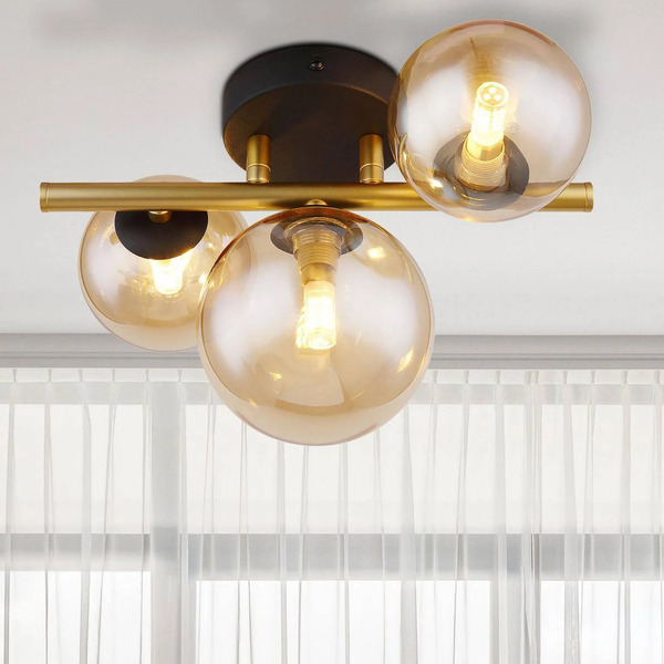  Globo Globo Riha Led Ceiling Light, Amber, Length 28.5 Cm, 3-bulb, Glass 