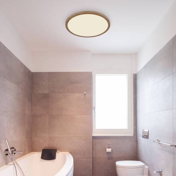 Globo Globo Sapana Led Ceiling Light, ø29.5 Cm Wooden Optic 