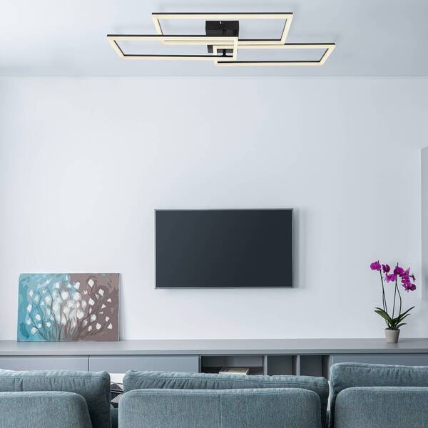  Globo Globo Tiny Led Ceiling Light 3-bulb Rectangles Black Cct 