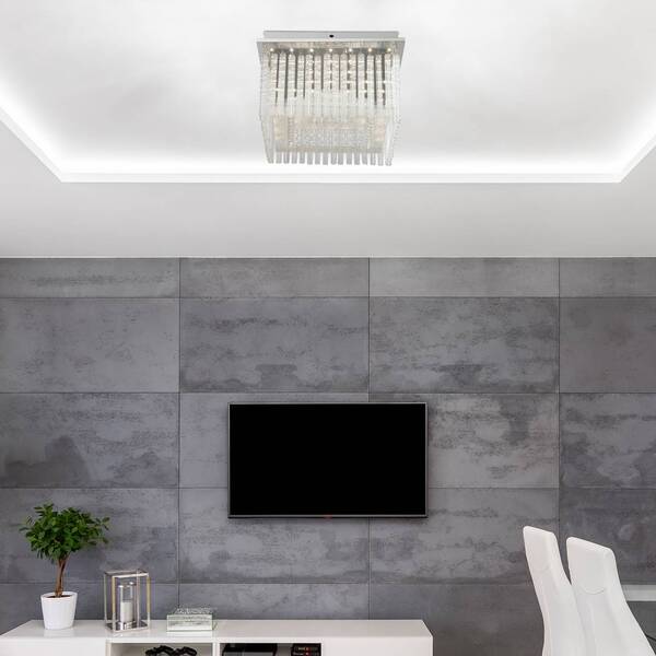  Globo Globo Vince Led Ceiling Light, Chrome, Glass Crystals 