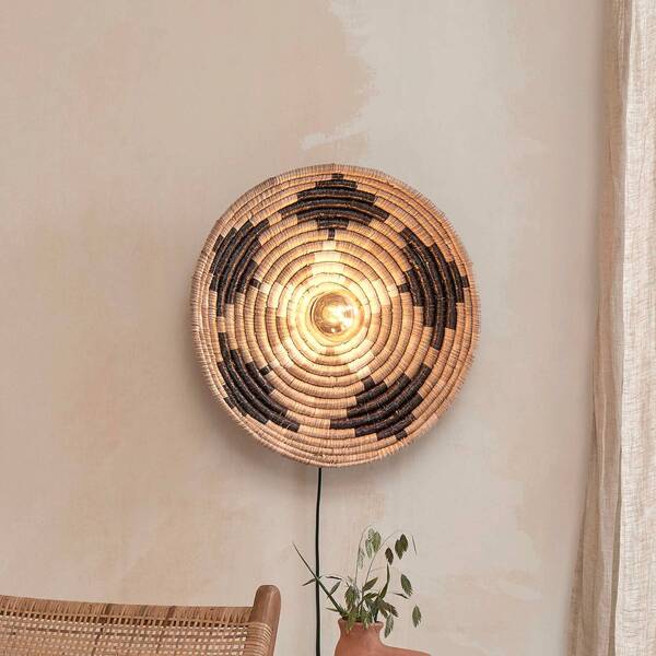  Good & Mojo Good & Mojo Andros Wall Lamp, Black/natural/white, Plug 