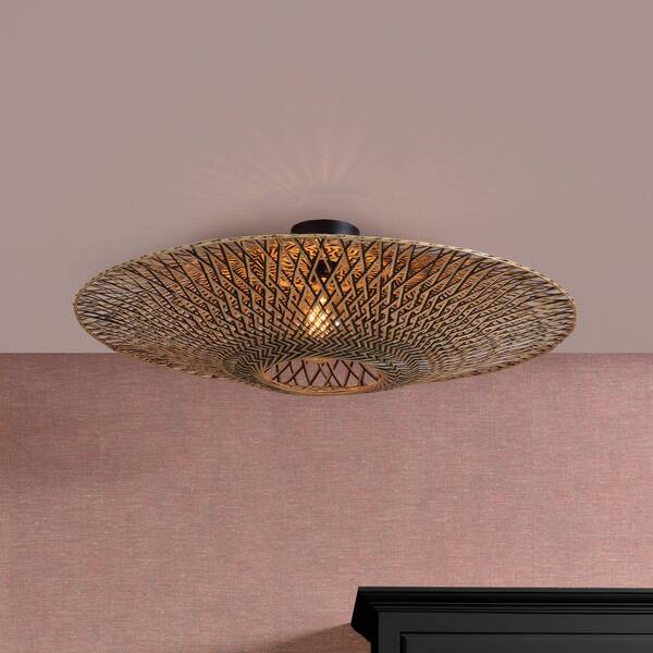  Good & Mojo Good & Mojo Bali Ceiling Lamp, ø 87 Cm, Black/natural, Bamboo 