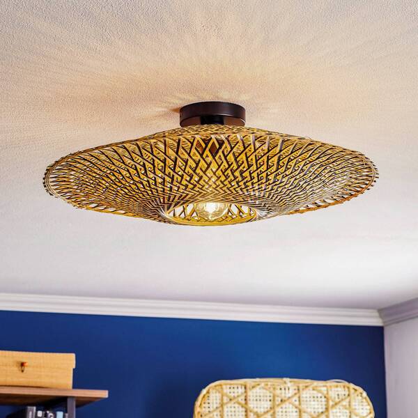  Good & Mojo Good & Mojo Bali Ceiling Lamp, ø 60 Cm, Black/natural, Bamboo 