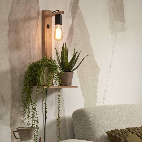  Good & Mojo Good & Mojo Flores Wall Light With A Shelf Natural 