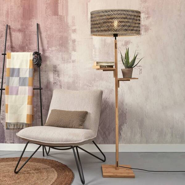  Good & Mojo Good & Mojo Java Floor Lamp, Shelf, Natural/black 