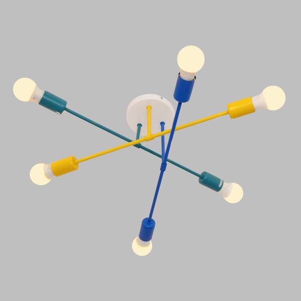  Helam Helam Cambridge Ceiling, 6-bulb Yellow Turquoise Blue 