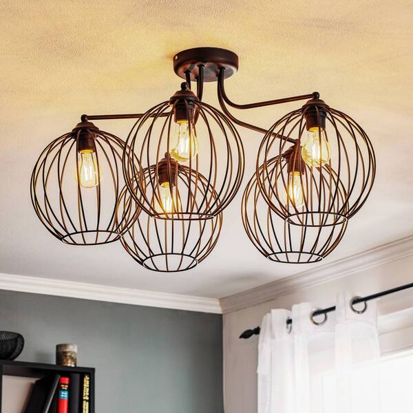  Helam Helam Cumera Ceiling Lamp With Cage Shades, 5-bulb 