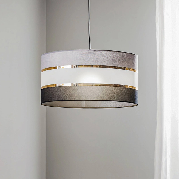  Helam Helam Helen Hanging Light, Textile, Grey-black-gold, ø 40 Cm 