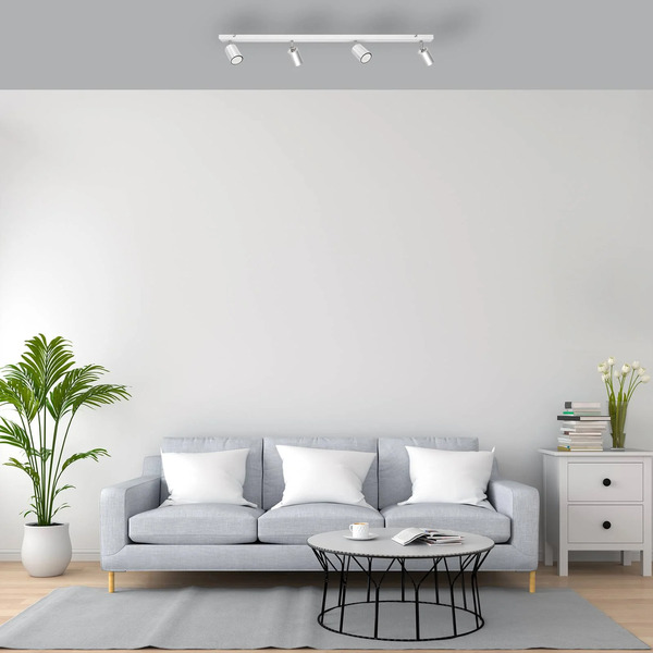  Helam Helam Tune Ii Ceiling Lamp, White/chrome, Metal, 4-bulb, Elongated 