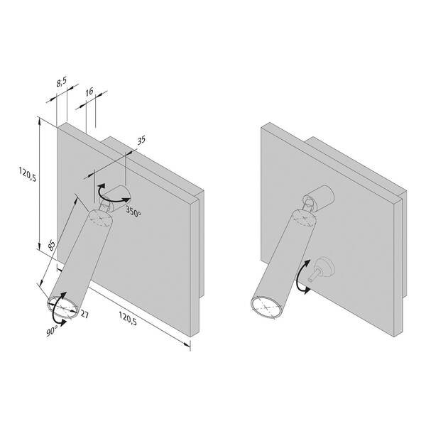  Hera Hera Led Reading Lamp Bl1-led, Recessed/mounted, Switch, Steel 