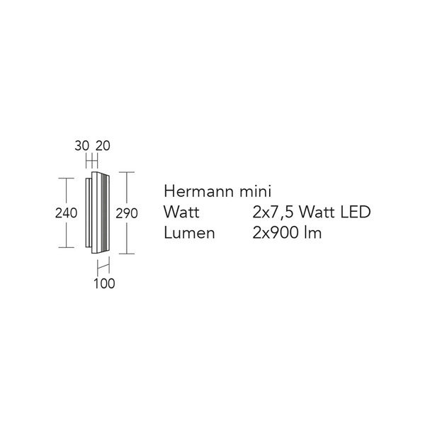  Herzblut Herzblut Led Wall Light Hermann Mini, Oiled Oak, Dimmable 