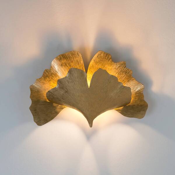  Holländer Holländer Ginkgo Wall Light, Gold-coloured, Width 38 Cm, Iron 