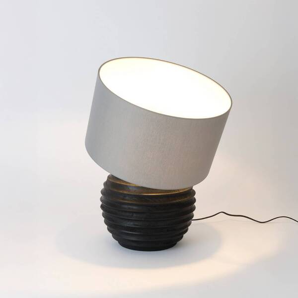  Holländer Holländer Gioacchino Table Lamp, Black/grey, Height 50 Cm, Wood/chintz 