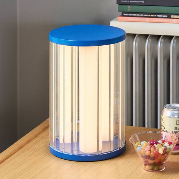  Hübsch Hübsch Aru Led Table Lamp, Blue/clear, Height 30 Cm, Glass/iron 