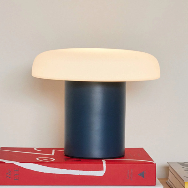  Hübsch Hübsch Ateliers Table Lamp, Dark Blue, White, Glass, Iron 