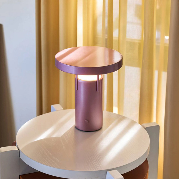  Hübsch Hübsch Led Rechargeable Table Lamp Bringme Mini, Metallic Pink, 20 Cm 