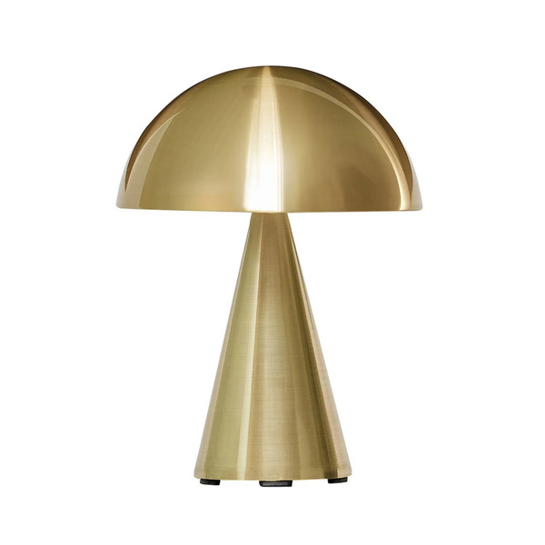  Hübsch Hübsch Led Rechargeable Table Lamp Mush, Brass, Ip44 Dimmable 