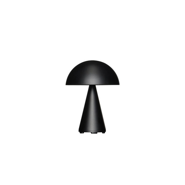  Hübsch Hübsch Led Rechargeable Table Lamp Mush, Matt Black, Height 20 Cm 