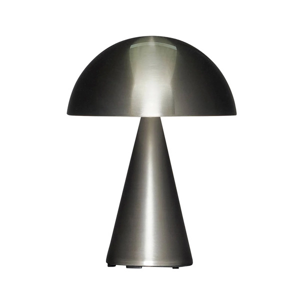  Hübsch Hübsch Led Rechargeable Table Lamp Mush, Nickel, Ip44, Dimmable 
