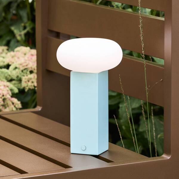  Hübsch Hübsch Low Led Rechargeable Table Lamp, Blue, Height 20 Cm, Metal, Dimmable 