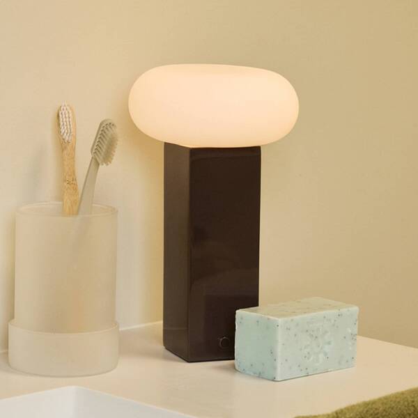  Hübsch Hübsch Low Led Rechargeable Table Lamp, Brown, Height 20 Cm, Metal, Dimmable 
