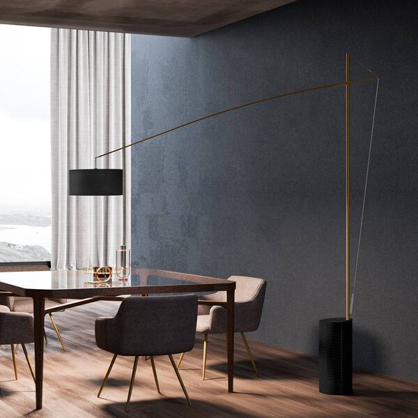  Icone Icone Arc Lamp Gru, Black, Brass 