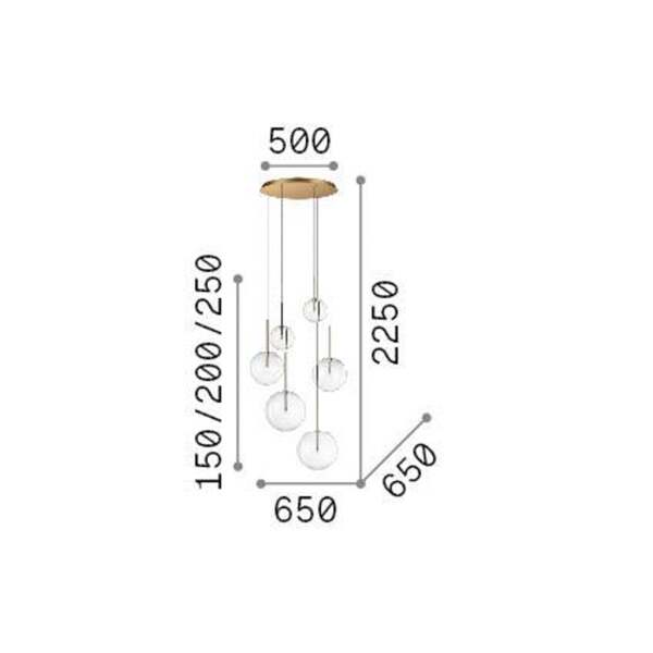  Ideal Lux Ideal Lux Equinoxe 6-bulb Hanging Light, Brass-coloured With Clear Glass 