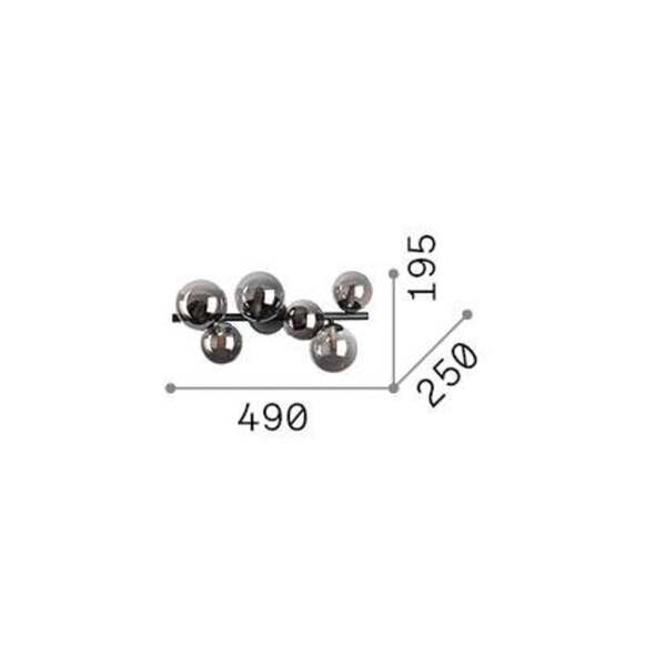 Ideal Lux Ideal Lux Perlage Ceiling Lamp, Black/smoke Grey, 49 Cm, 6-bulb 