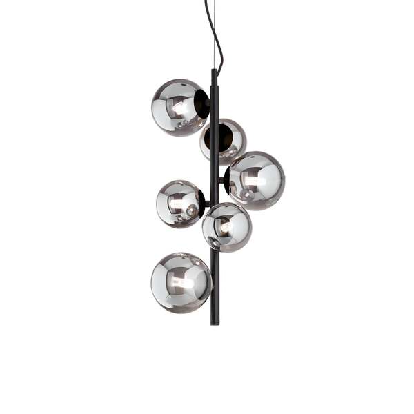  Ideal Lux Ideal Lux Perlage Hanging Light, Black/smoke Grey, Height 52 Cm, 6-bulb 