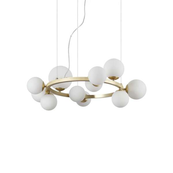  Ideal Lux Ideal Lux Perlage Hanging Light, Brass/white, 11-light, ø 73 Cm 